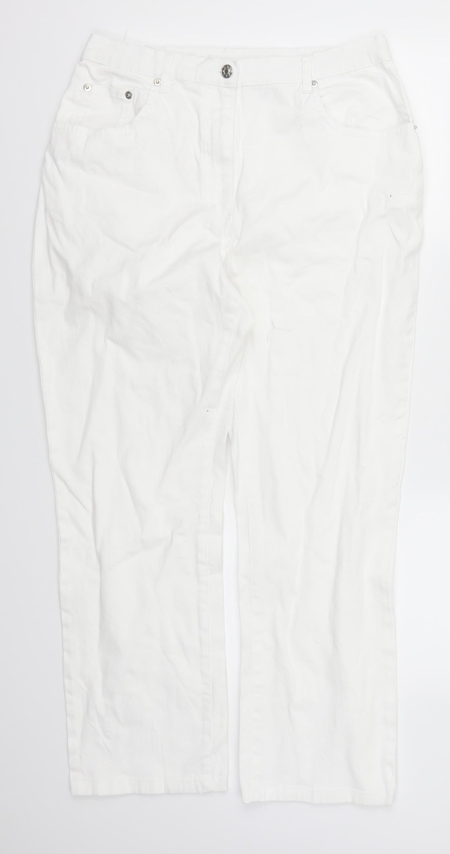 Preworn Womens White  Denim Straight Jeans Size 30 in L25 in