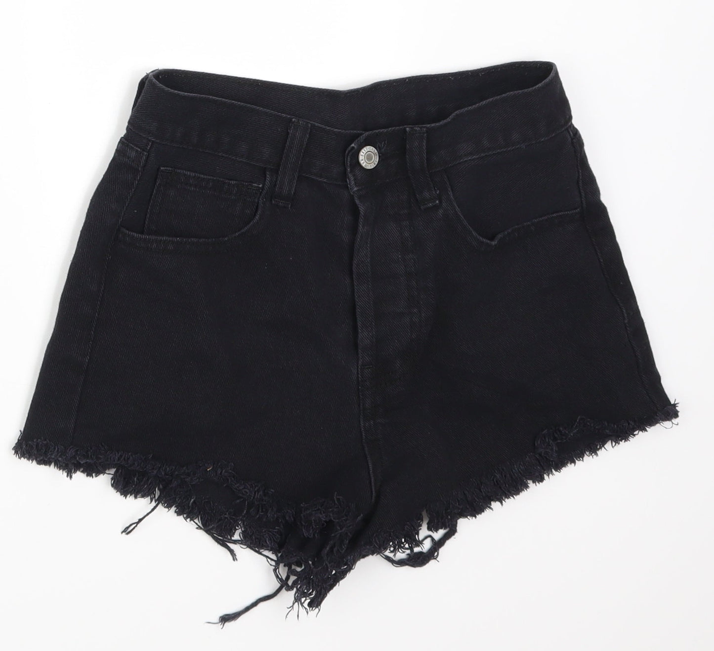Preworn Womens Black  Denim Hot Pants Shorts Size S