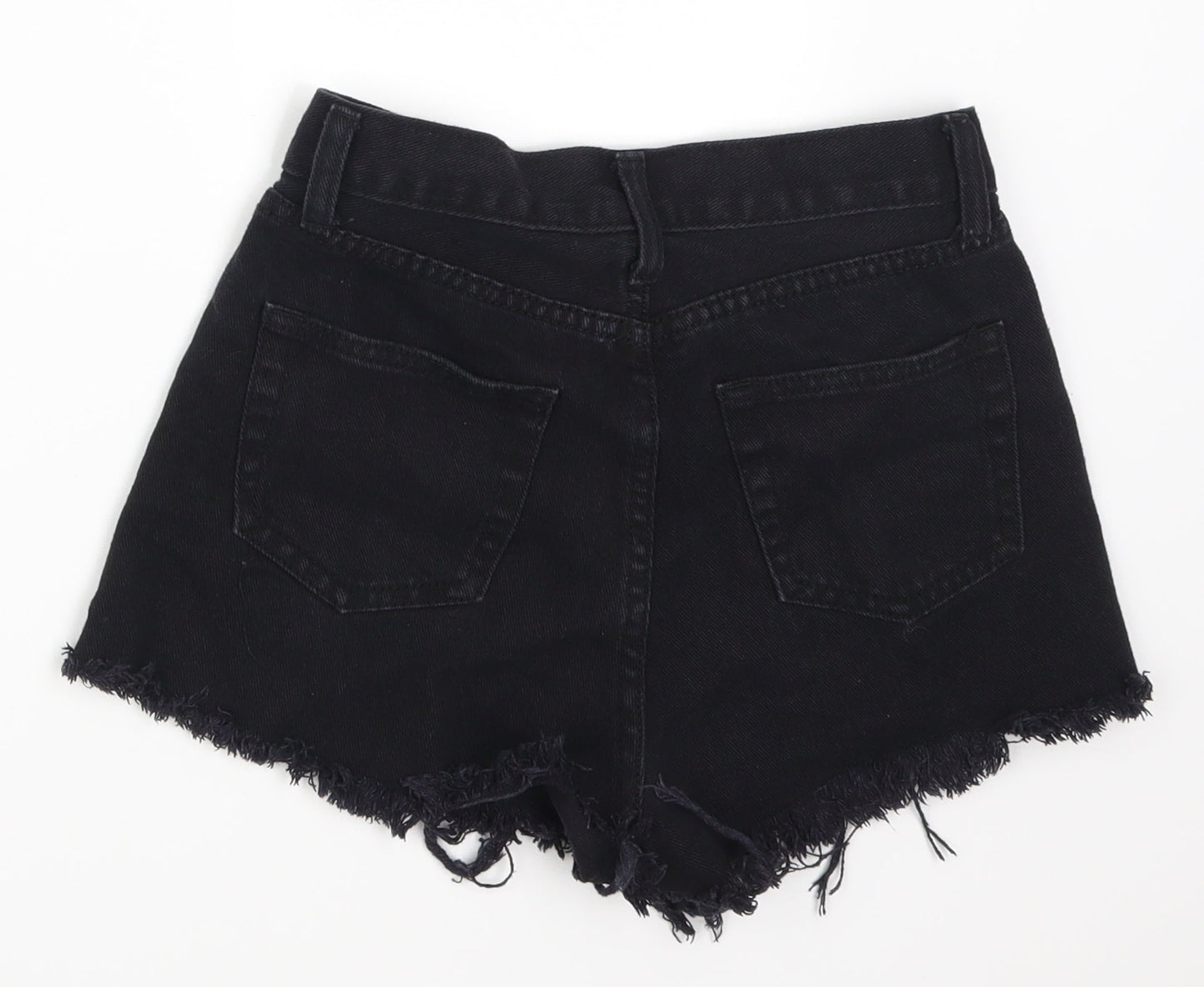 Preworn Womens Black  Denim Hot Pants Shorts Size S