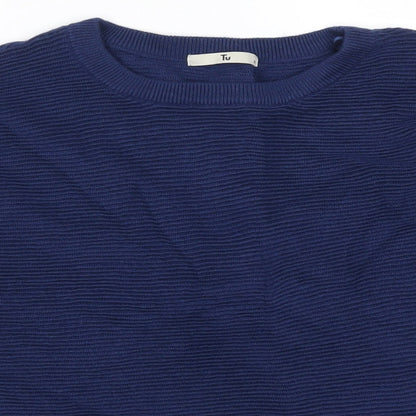 Close-up detail of Tu women’s blue jumper, size UK 12