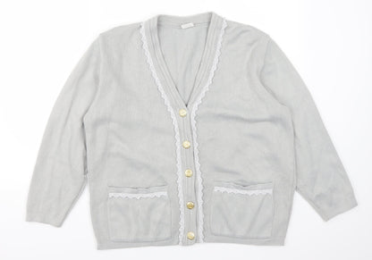 Additional front view of Preito Calleti women’s grey cardigan jumper, size S