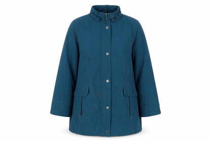 Front view of Bonmarché women’s blue overcoat coat, size M