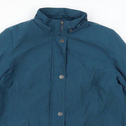 Close-up detail of Bonmarché women’s blue overcoat coat, size M