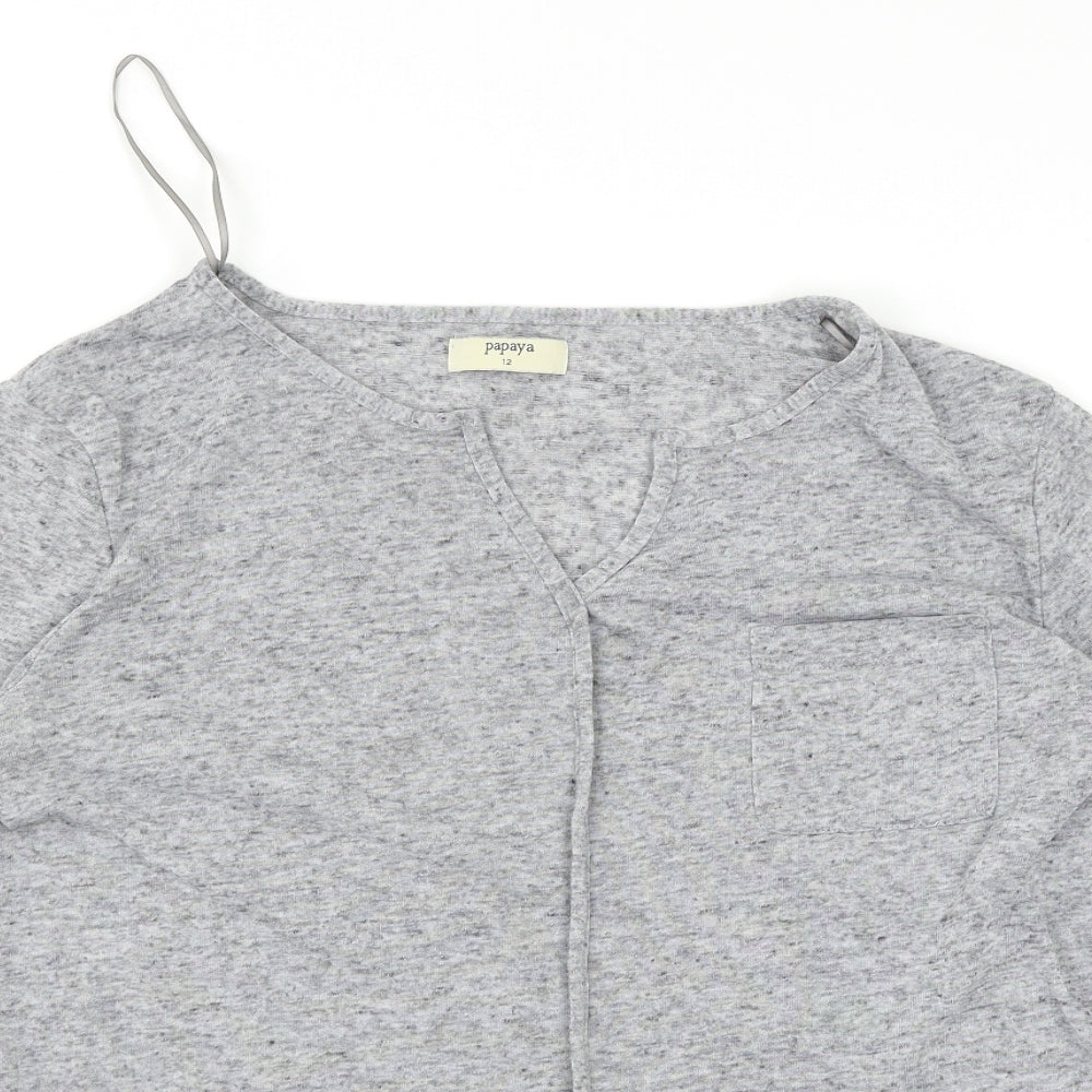 Papaya Womens Grey   Basic T-Shirt Size 12