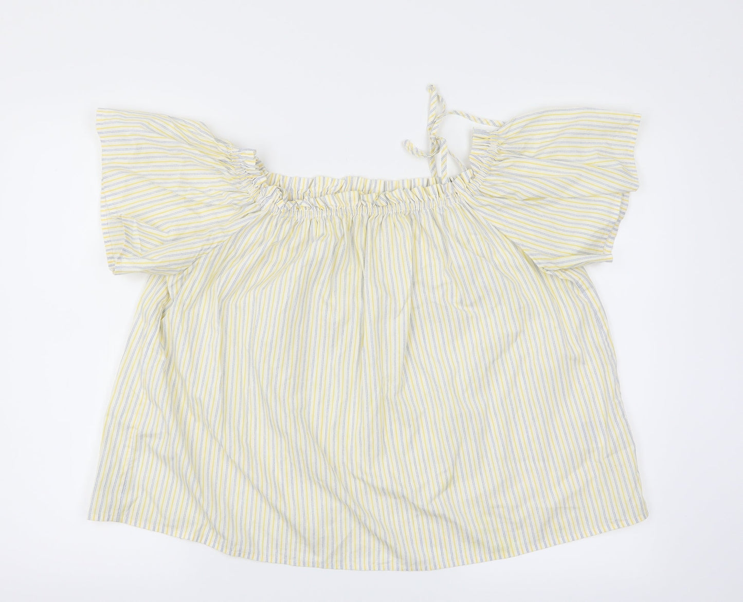 H&M Womens Yellow Striped  Basic Blouse Size 14