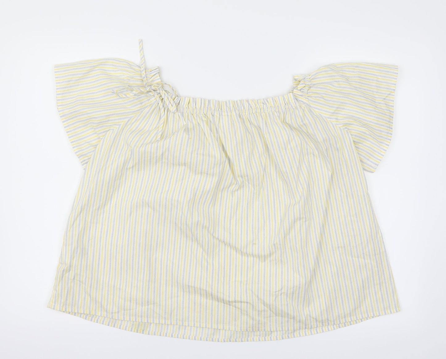 H&M Womens Yellow Striped  Basic Blouse Size 14