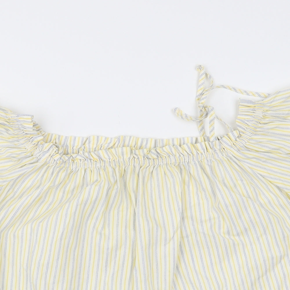 H&M Womens Yellow Striped  Basic Blouse Size 14