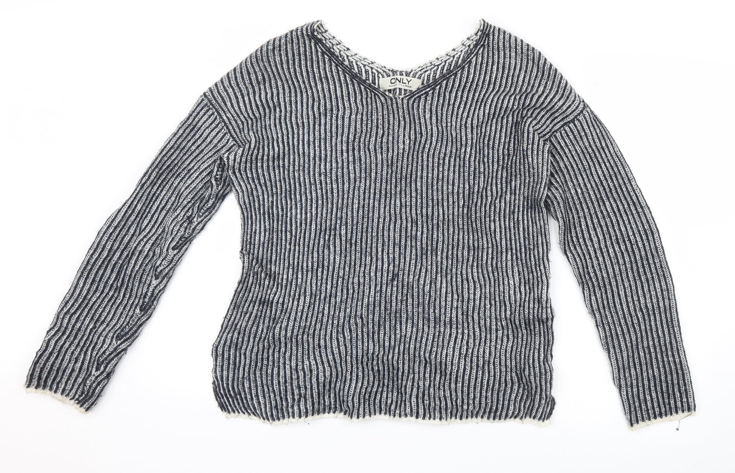 Only Womens Blue Striped Knit Pullover Jumper Size S