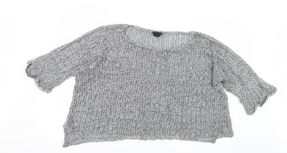Front view of Topshop women’s grey knit jumper, size UK 14