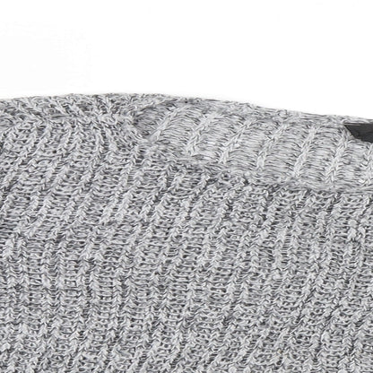 Close-up detail of Topshop women’s grey knit jumper, size UK 14