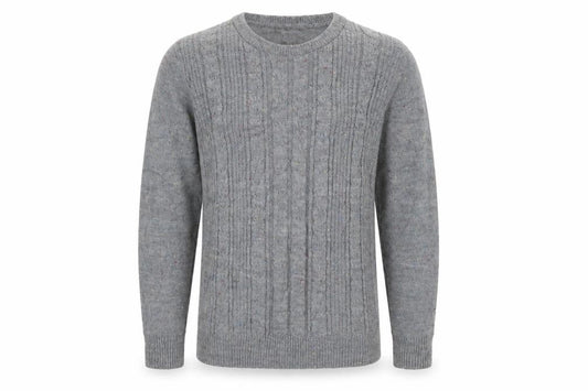 Front view of Hemingway men’s grey knit jumper, size M