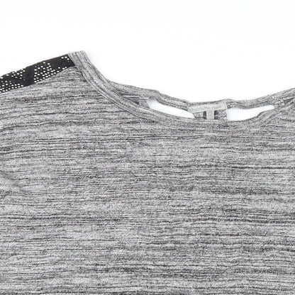 Close-up detail of Charlotte Russe women’s grey basic t-shirt, size M