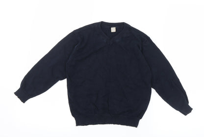 Additional front view of Tu boys’ blue knit jumper, size 6, years - school