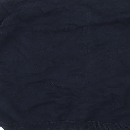 Brand and care label for Tu boys’ blue knit jumper, size 6, years - school