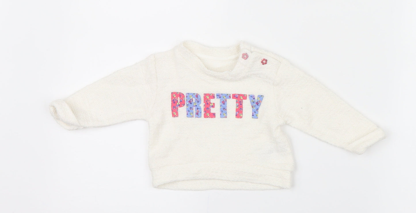 Nutmeg Girls White   Pullover Jumper Size 0-3 Months
