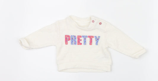 Nutmeg Girls White   Pullover Jumper Size 0-3 Months