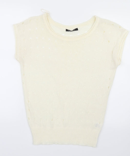 Select Womens Ivory  Knit Basic T-Shirt Size 10