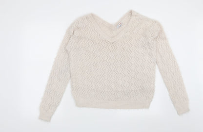 Front view of Lady blush women’s beige jumper, size M