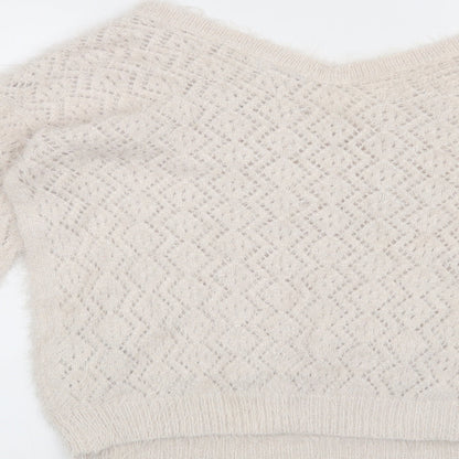 Brand and care label for Lady blush women’s beige jumper, size M