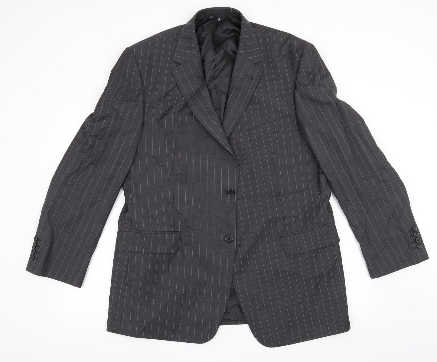 Marks and Spencer Mens Grey Striped  Jacket Suit Jacket Size 44