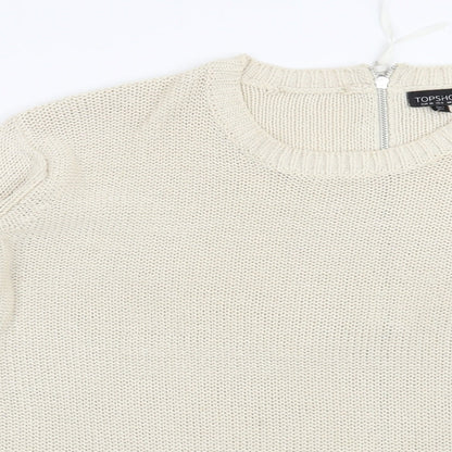 Close-up detail of Topshop women’s beige jumper, size UK 10
