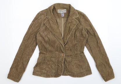Additional front view of Warehouse women’s beige corduroy jacket blazer, size UK 8