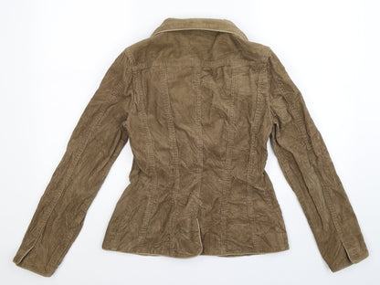 Back view of Warehouse women’s beige corduroy jacket blazer, size UK 8