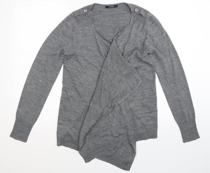 Front view of George women’s grey knit cardigan jumper, size UK 10
