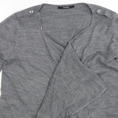 Close-up detail of George women’s grey knit cardigan jumper, size UK 10