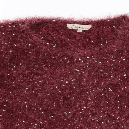 Close-up detail of Inspire women’s brown knit jumper, size L
