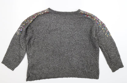Back view of George women’s grey knit jumper, size M, - oversized