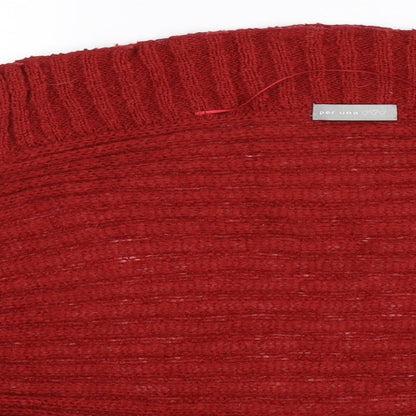 Close-up detail of Per Una women’s brown knit cape jumper, size L