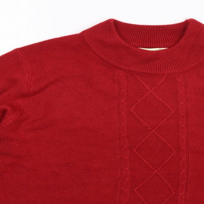 Close-up detail of First Avenue women’s red knit jumper, size L