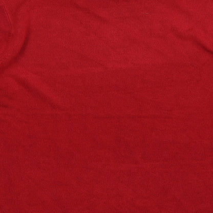 Brand and care label for First Avenue women’s red knit jumper, size L