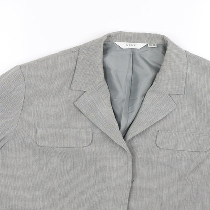 Close-up detail of Next women’s grey jacket blazer, size UK 14