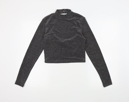 Additional front view of H&M women’s silver basic blouse, size M
