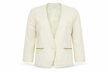 Front view of Country Casuals women’s white jacket blazer, size UK 10