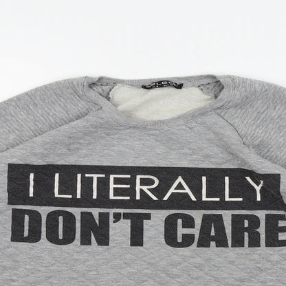 Close-up detail of Select women’s grey jumper, size UK 8