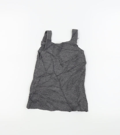 Back view of Nutmeg girls’ grey a-line, size 9-12, months