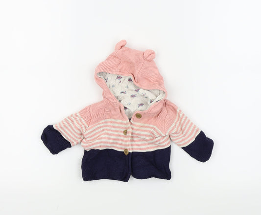 Mothercare Girls Pink   Jacket Coatigan Size 0-3 Months