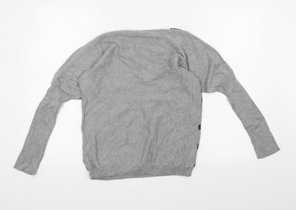 Back view of Linea women’s grey animal print jumper, size S