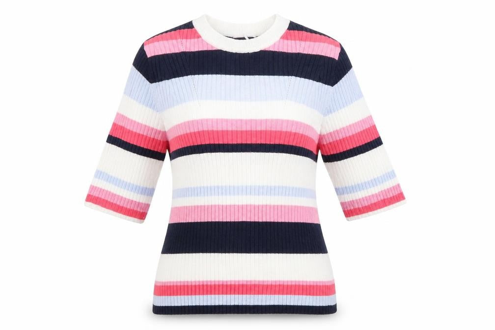 Marks & Spencer Womens Pink Striped Knit Pullover Jumper Size 10
