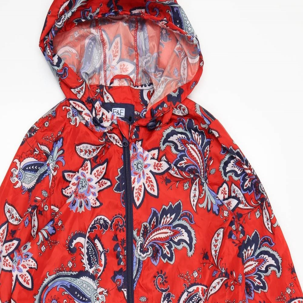 F&F Womens Red Paisley  Parka Coat Size S  - Drawstring