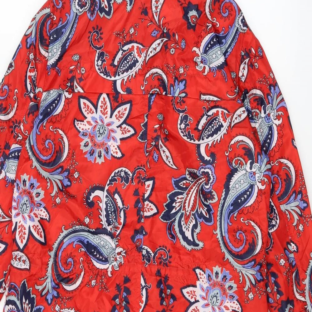F&F Womens Red Paisley  Parka Coat Size S  - Drawstring