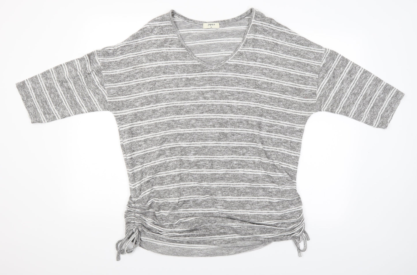 Papaya Womens Grey Striped  Basic Blouse Size XL