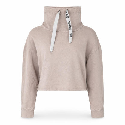 Front view of Select women’s beige jumper, size UK 10, - cropped