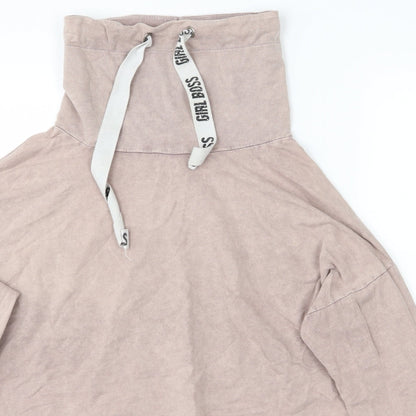 Close-up detail of Select women’s beige jumper, size UK 10, - cropped