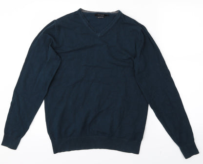 Front view of Jack Reid men’s blue jumper, size S