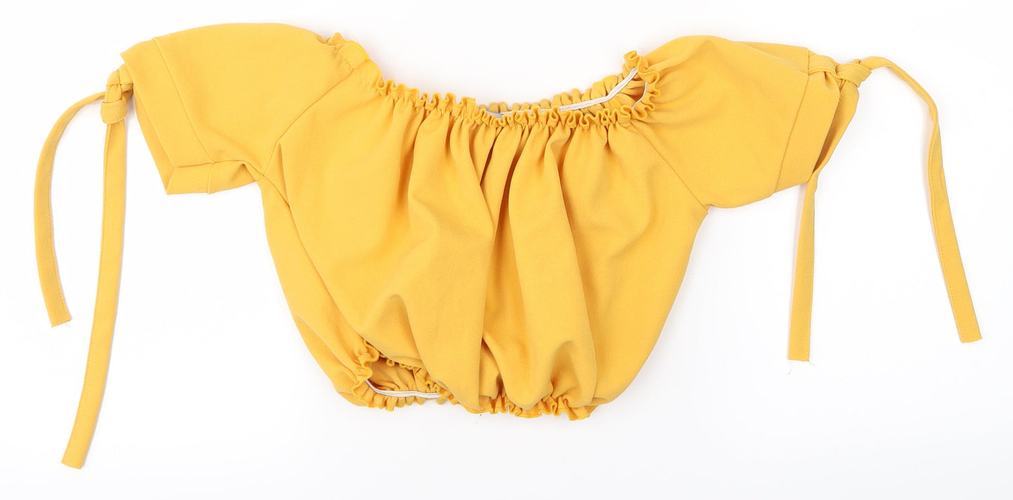New Look Womens Yellow   Basic T-Shirt Size 6  - Cropped