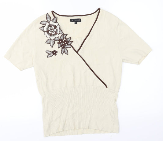 Sky Designs Womens Beige   Basic T-Shirt Size M  - Flowers